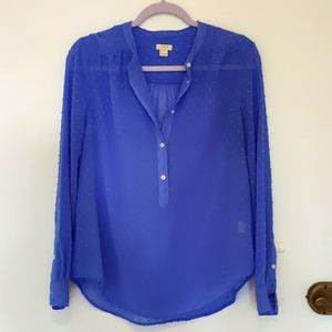 Women's J Crew sheer long sleeve loose fit blouse
